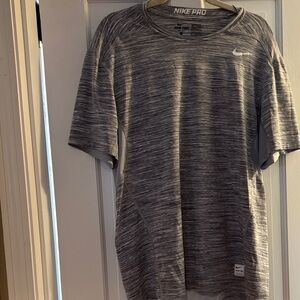 Nike Pro Men's Heathered Grey/white Dri fit